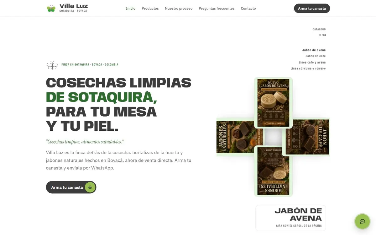 Villa Luz store on desktop